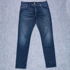 7 For All Mankind Adrien Luxe Sport Jeans Mens 34 (35x33) Dark Wash Stretch Slim